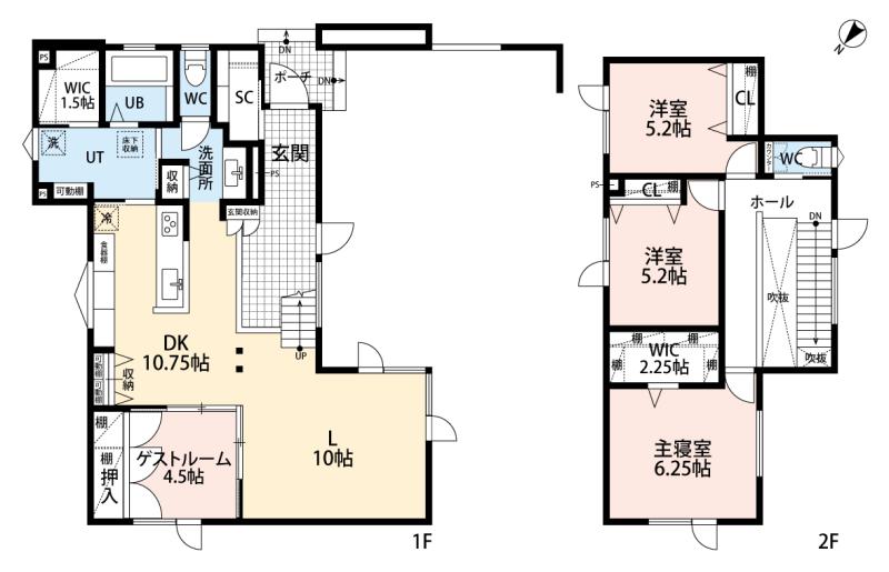 間取図：回遊式動線やファミリークローゼットなど生活動線も効率化されたプラン