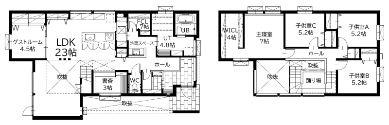 間取図:2階建て 5LDK
