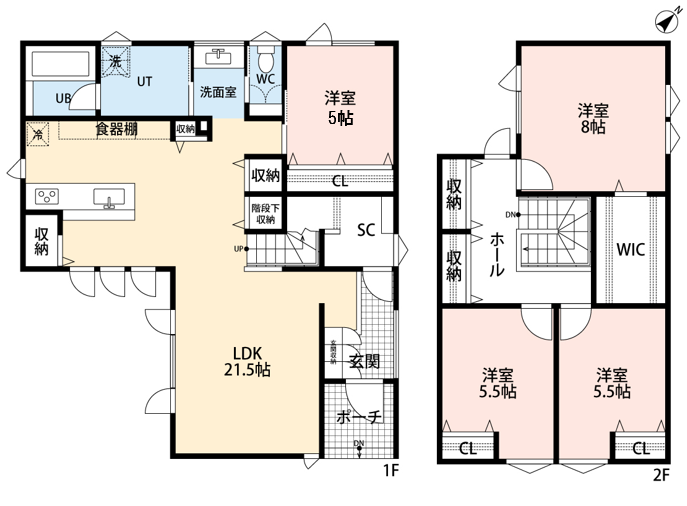 間取図：自由ケ丘モデルハウス間取図
