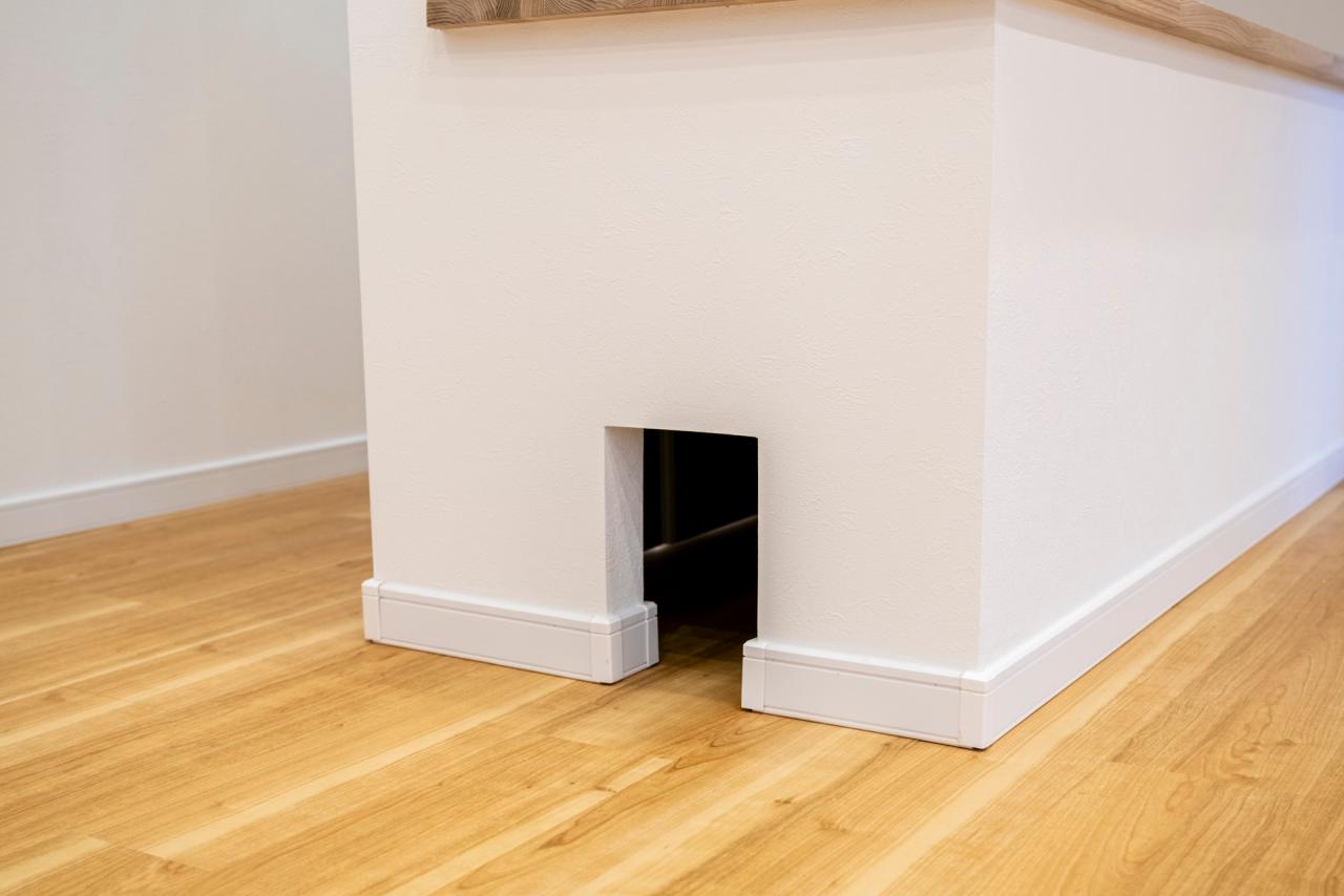 リビングの一部にはペットのトイレスペースにつながる小穴が