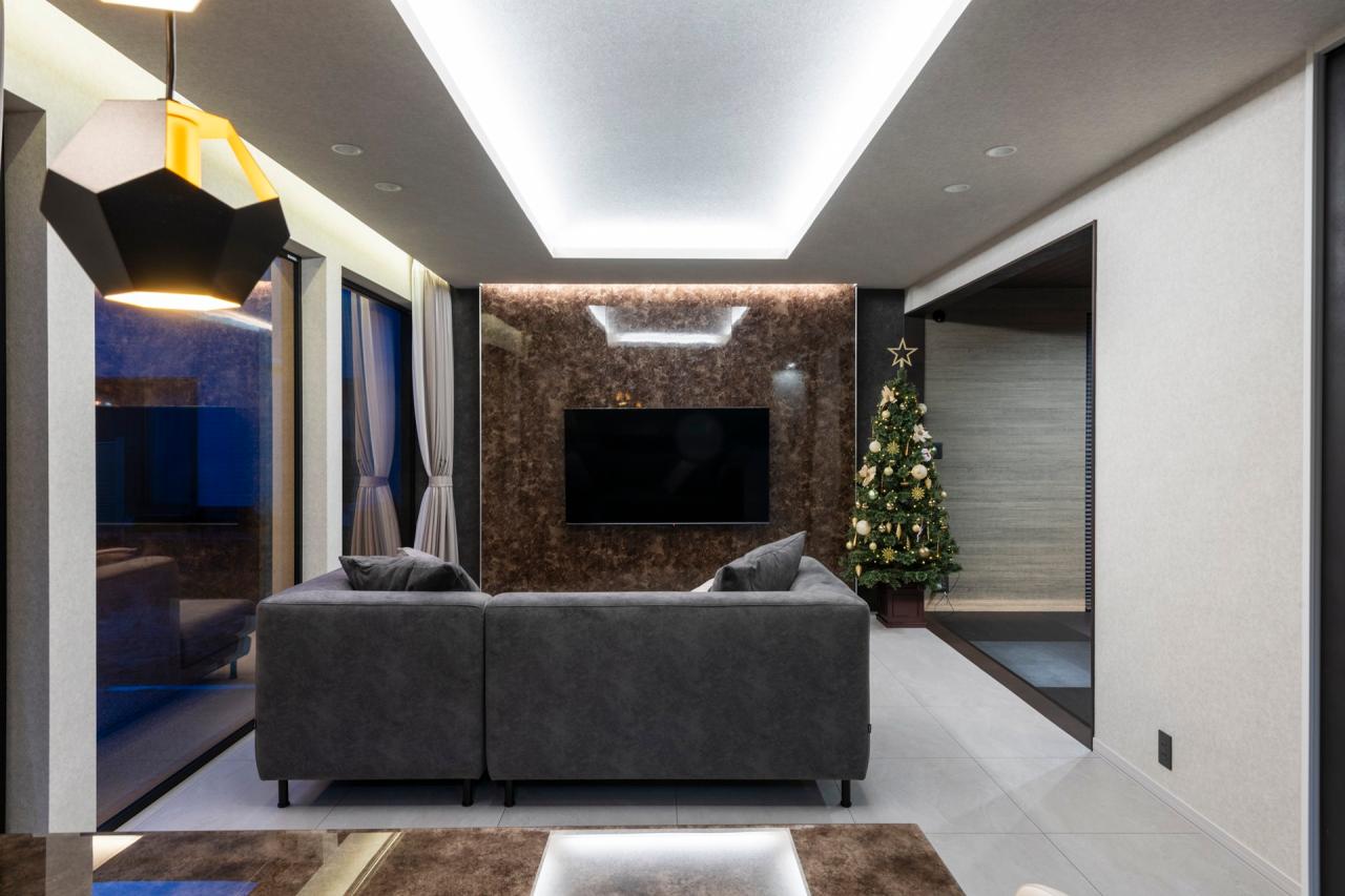 リビング、ダイニング、キッチン：家族のつながりが生まれるストレート配置のLDK