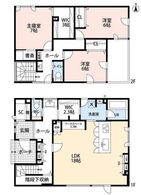 間取図：収納や生活動線もこだわった３SLDKの住まい